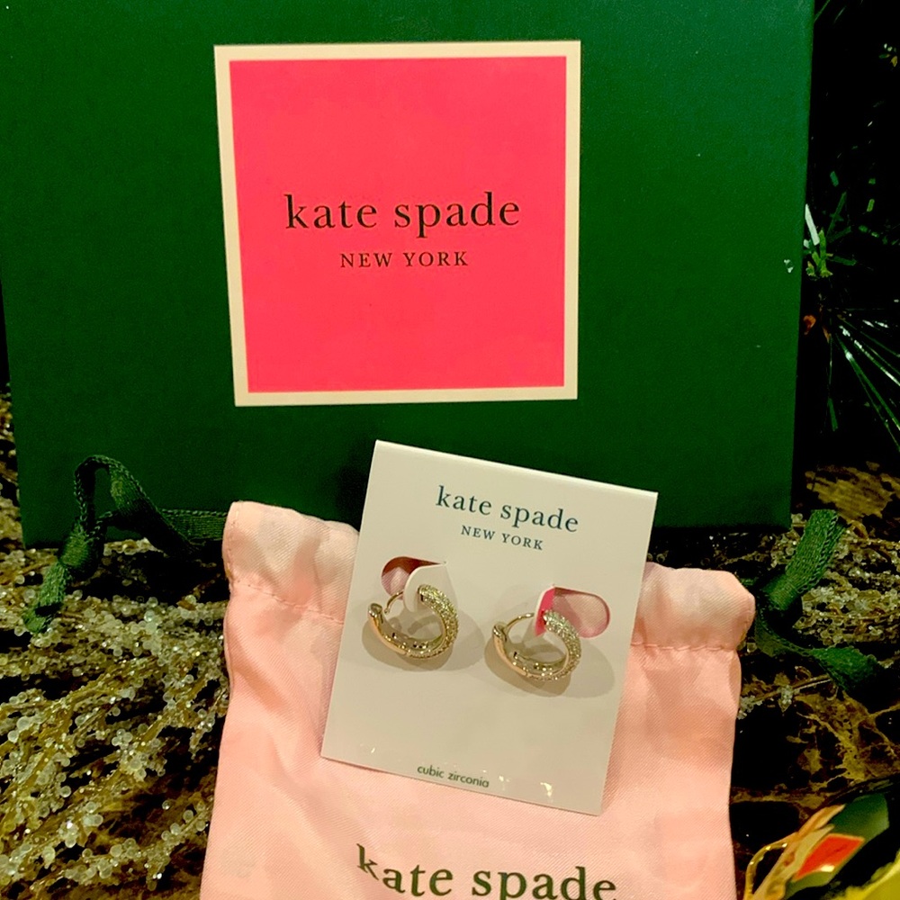 Kate Spade small crystal hoops  NWT